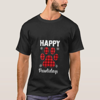 Camiseta Feliz Pawlidays Feminino Símbolo de Pata de Cachor