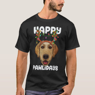Camiseta Feliz Pawlidays Labrador Retriever Natal Pata D