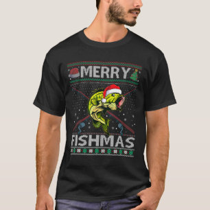 Camiseta Feliz Peixe de Peixes de Pescar Natal Feio Sueco