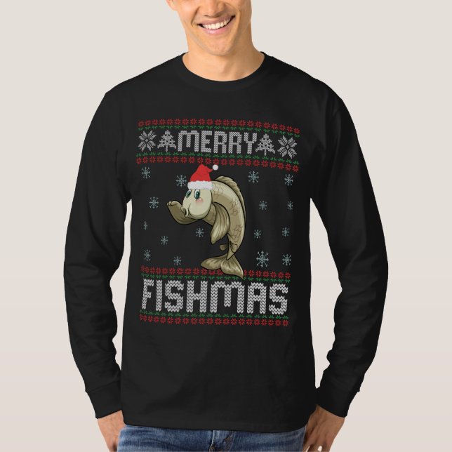 Camiseta Feliz Peixe doce doce doce de Natal engraçado (Frente)