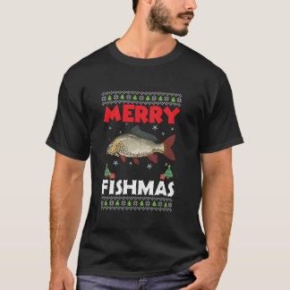 Camiseta Feliz Peixes Feios de Natal Carpa de Pesca T S