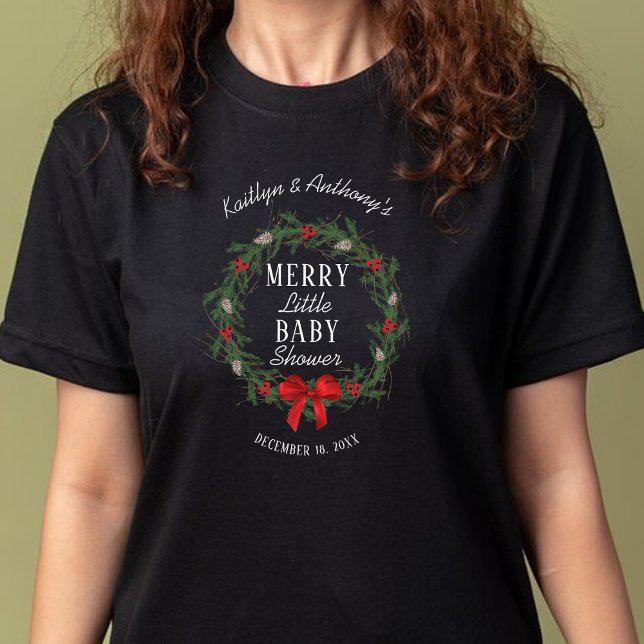 Camiseta Feliz Pequeno Chá de fraldas de Natal (Criador carregado)