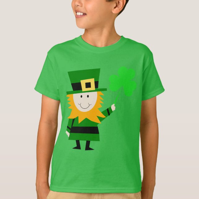 Camiseta Feliz Pequeno Leprechaun Kids Verde (Frente)
