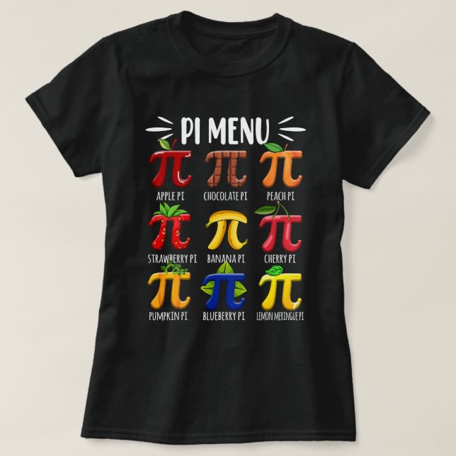 Camiseta Feliz Pi Day 3.14 Pi Menu Frutas Pineapple Pi Appl (Frente do Design)