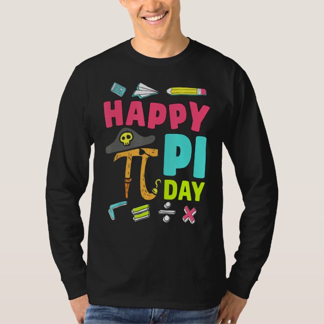 Camiseta Feliz Pi Day Pirata Professora De Matemática Crian (Frente)
