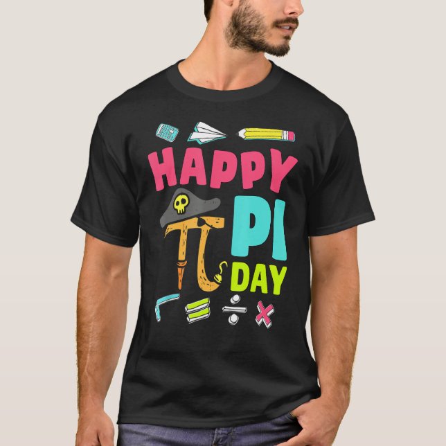 Camiseta Feliz Pi Day Pirata Professora De Matemática Crian (Frente)