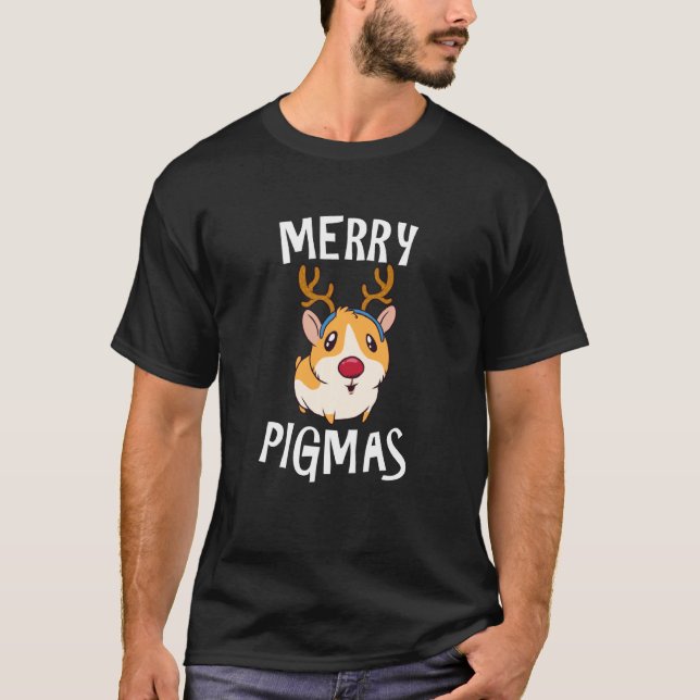 Camiseta Feliz Pigmas Engraçado Guiné Pig Xmas Pajama (Frente)