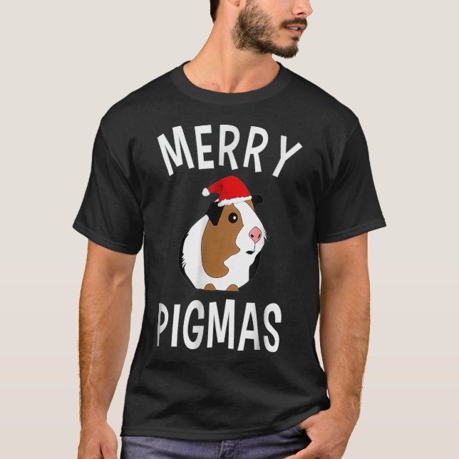 Camiseta Feliz Pigmas Engraçado Porco Guiné para Presente d (Frente)