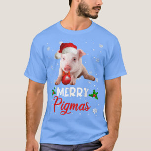 Camiseta Feliz Pigmas Papais noeis de Natal Engraçados Porc