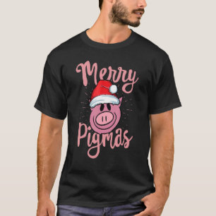 Camiseta Feliz Pigmas Pig Santa Hat Farmer Natal Xmas P