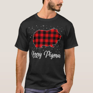 Camiseta Feliz Pigmas Vermelho Xadrez Guiné Suíno Present