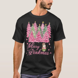 Camiseta Feliz Pinkmas Rosa Árvores de Natal Engraçado Feli