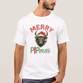 Camiseta Feliz PIPmas Design de Negociação de Touro Natalin