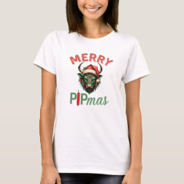Camiseta Feliz PIPmas Touro de Negociação Design de Natal –