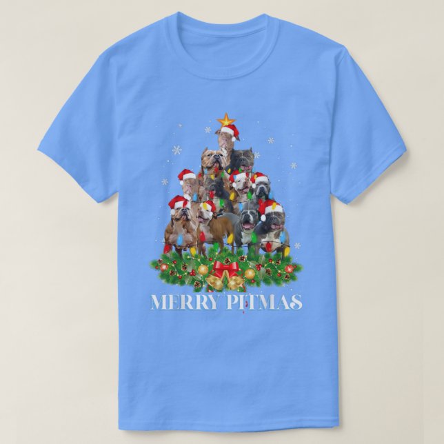 Camiseta Feliz Pitbull Cachorro de Natal Feio Tr (Frente do Design)