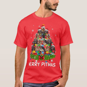 Camiseta Feliz Pitbull Cachorro de Natal Feio Tr