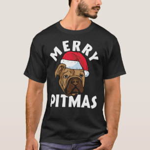 Camiseta Feliz Pitbull Cachorro de Natal Feio Tr
