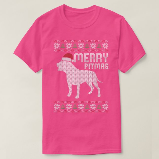 Camiseta Feliz Pitbull Pitmas Cachorro Natal Cachorro Feio  (Frente do Design)