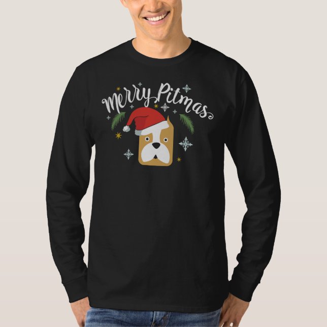 Camiseta Feliz Pitmas Pit Touro Cachorro Engraçado Papais n (Frente)