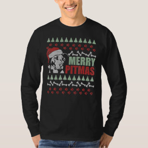 Camiseta Feliz Pitmas Pitbull Cão Engraçado Feliz Natal