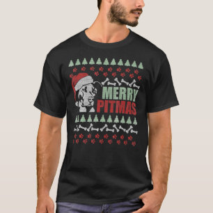 Camiseta Feliz Pitmas Pitbull Cão Engraçado Feliz Natal