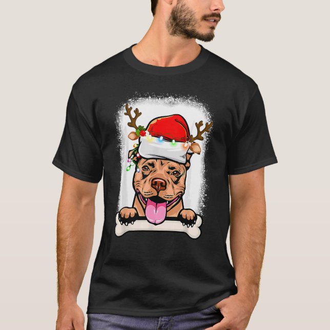 Camiseta Feliz Pitmas Pitbull Papai Noel (Frente)