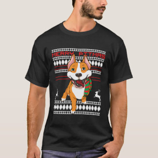 Camiseta Feliz Pitmas Pitbull Papai Noel Cão Feio Natal