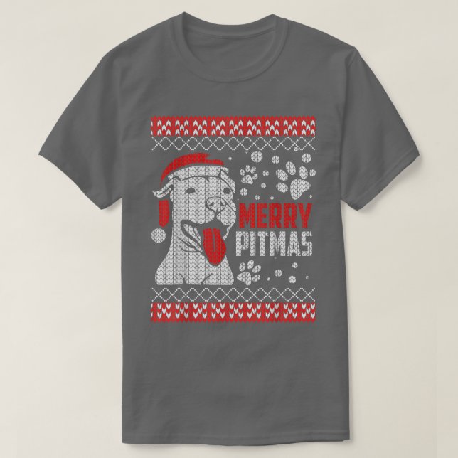 Camiseta Feliz Pitmas Pitbull Touro Feio Natal (Frente do Design)