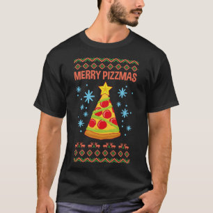 Camiseta Feliz Pizzmas Engraçado Pizza de Natal Feia Xmas