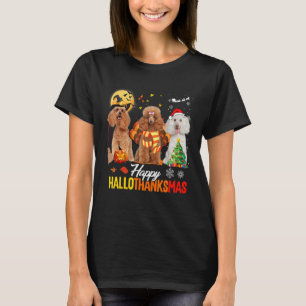 Camiseta Feliz Poodle Feliz Hallothanksmas Halloween Graças