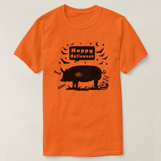 Camiseta Feliz Porco de Halloween (Frente do Design)