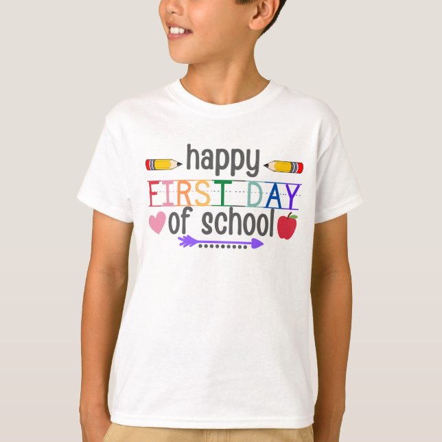 Camiseta Feliz Primeiro Dia da Escola (Frente)