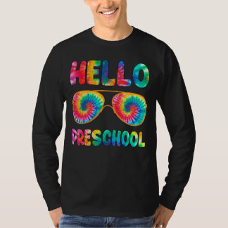 Camiseta Feliz Primeiro Dia Da Escola Alô Preschool Tie Dye