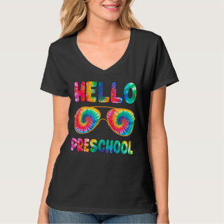 Camiseta Feliz Primeiro Dia Da Escola Alô Preschool Tie Dye