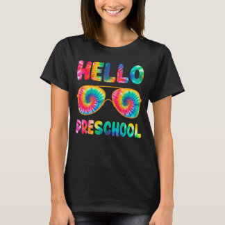 Camiseta Feliz Primeiro Dia Da Escola Alô Preschool Tie Dye