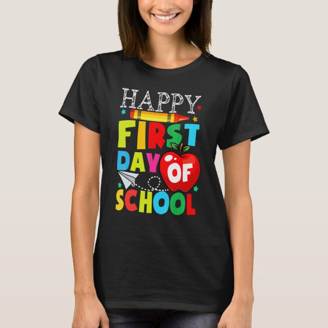 Camiseta Feliz Primeiro Dia Da Escola De Volta Aos Estudant (Frente)