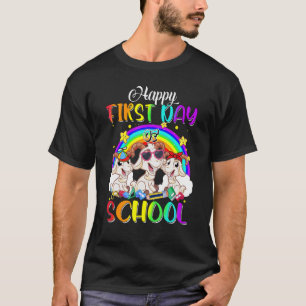 Camiseta Feliz Primeiro Dia Da Escola, Gato-De-Cabra-Fofo A