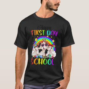 Camiseta Feliz Primeiro Dia Da Escola, Gato-De-Cabra-Fofo A