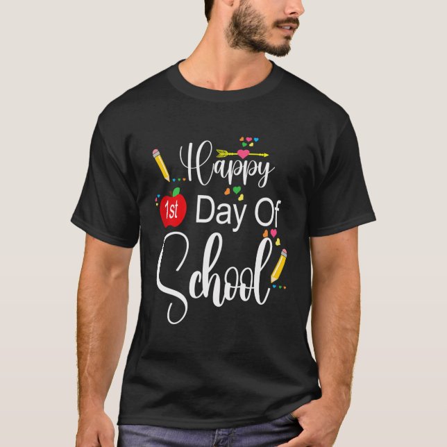 Camiseta Feliz Primeiro Dia Da Escola Para Meninas (Frente)