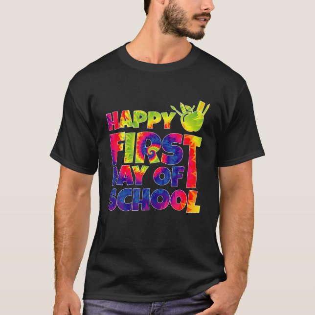 Camiseta Feliz Primeiro Dia Da Escola Tie Dye Pencil Cute T (Frente)