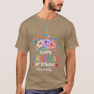 Camiseta Feliz Primeiro Dia Da Faculdade Unicórnio Professo