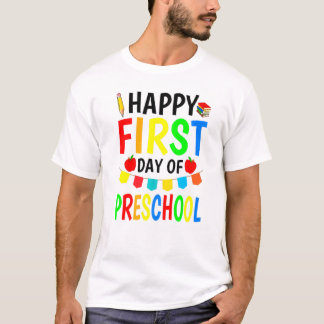Camiseta Feliz Primeiro Dia Da Pré-Escola De Design 1
