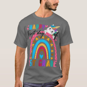Camiseta Feliz Primeiro Dia De 1rua Do Grau Unicórnio De Vo