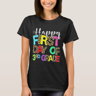 Camiseta Feliz Primeiro Dia De 3ª Série Leopardo De Volta à