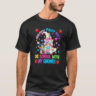 Camiseta Feliz Primeiro Dia De Aula Arco-Íris Unicórnio Gno