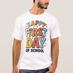 Camiseta Feliz Primeiro Dia de Aula Fofo de Volta às Aulas