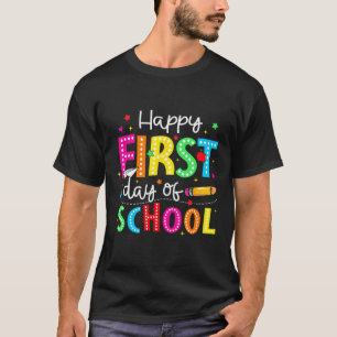 Camiseta Feliz Primeiro Dia De Aula Lápis Professor Criança