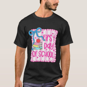 Camiseta Feliz Primeiro Dia De Aula Menina Coquete Laço Pro