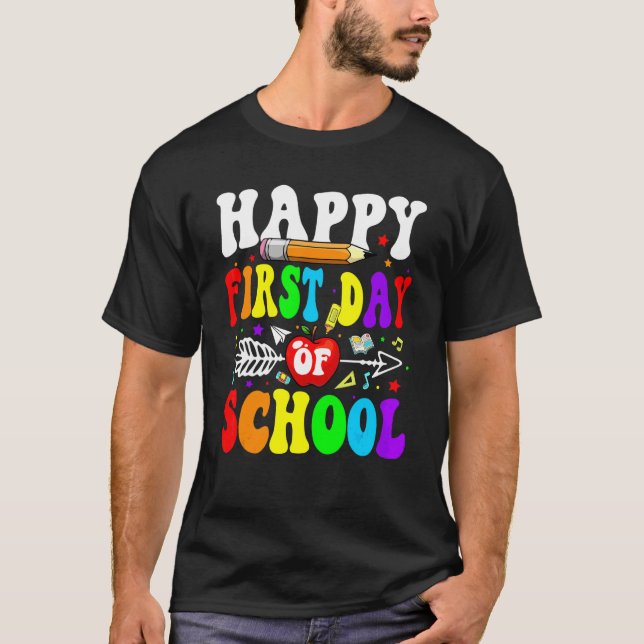 Camiseta Feliz Primeiro Dia De Aula Professores De Volta À  (Frente)