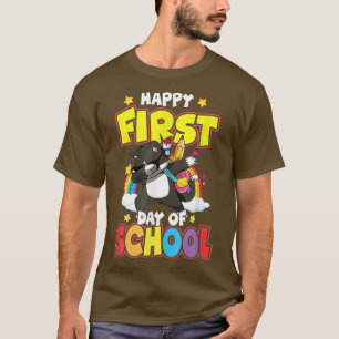 Camiseta Feliz Primeiro Dia De Dabbing Cat De volta à escol